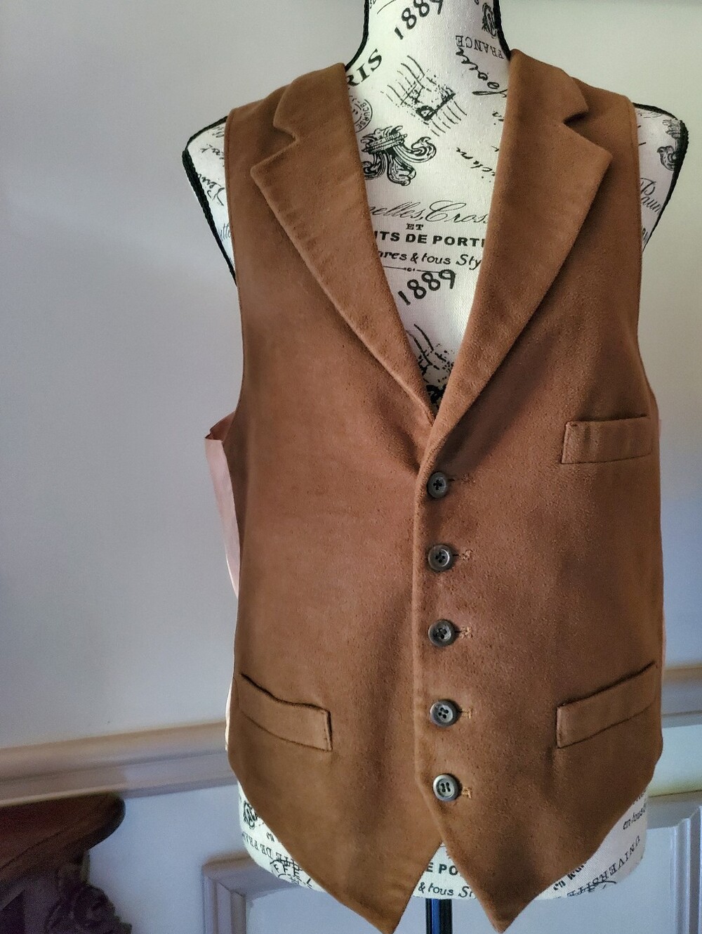 Vintage Hunting Horn Men's Rustic Brown Tuxedo Vest